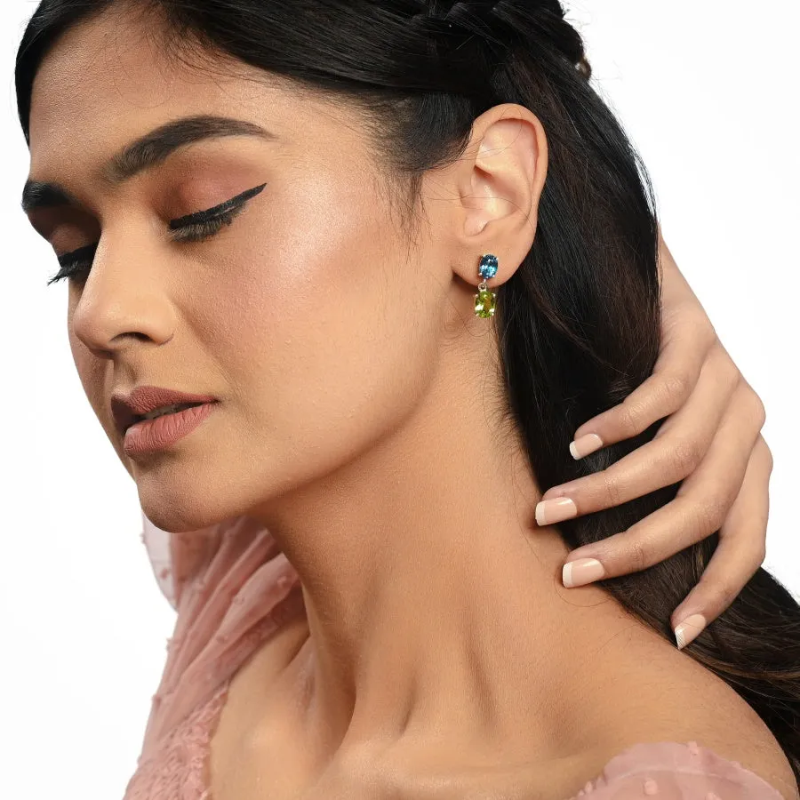 Peridot and London Blue Topaz Dangle Earrings for Women