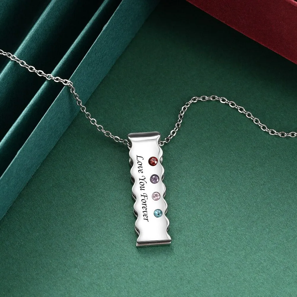 Personalized Engraved 4 Stones Bar Necklace