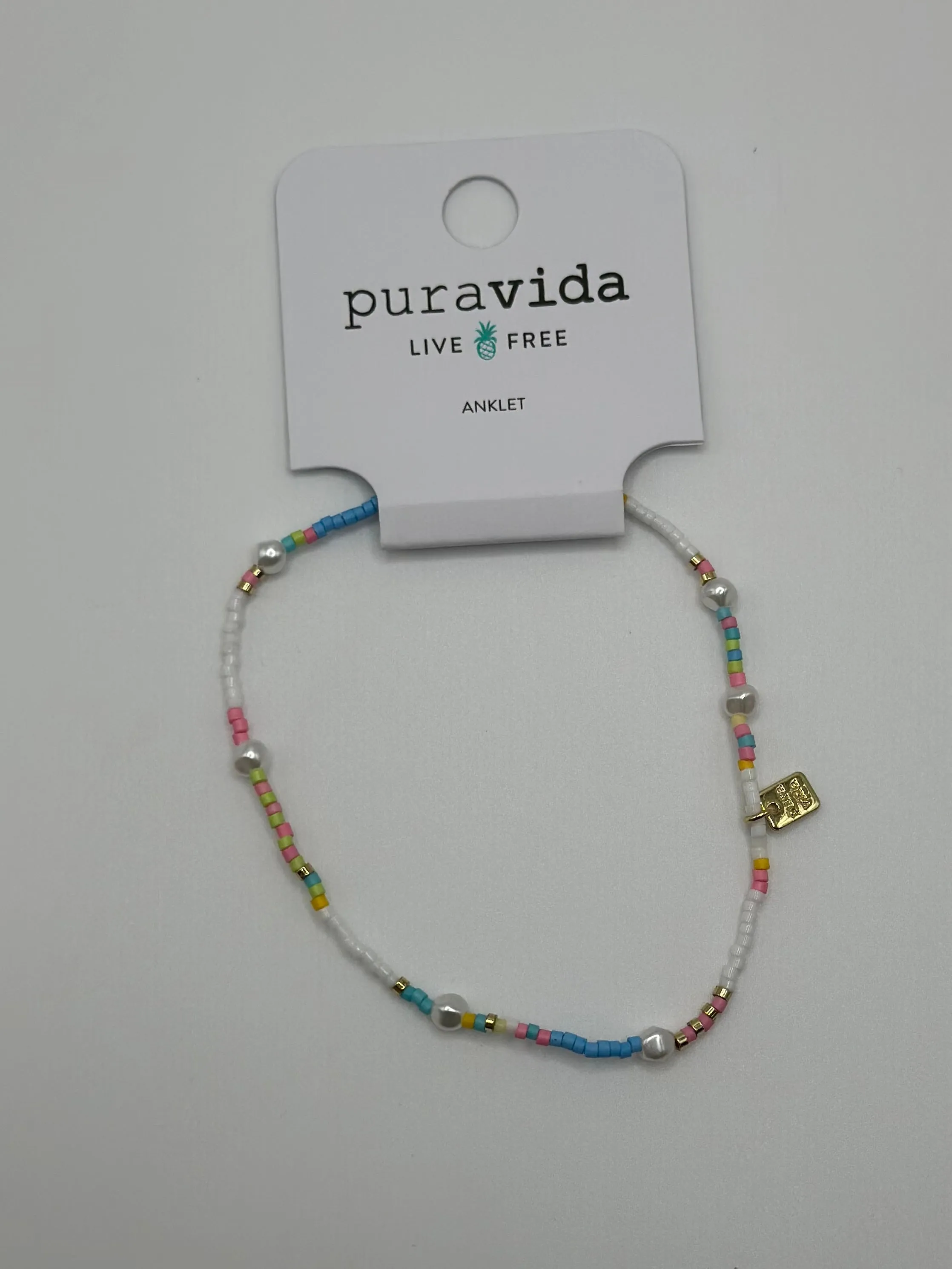 Pura Vida Seed Bead & Pearl Stretch Anklet