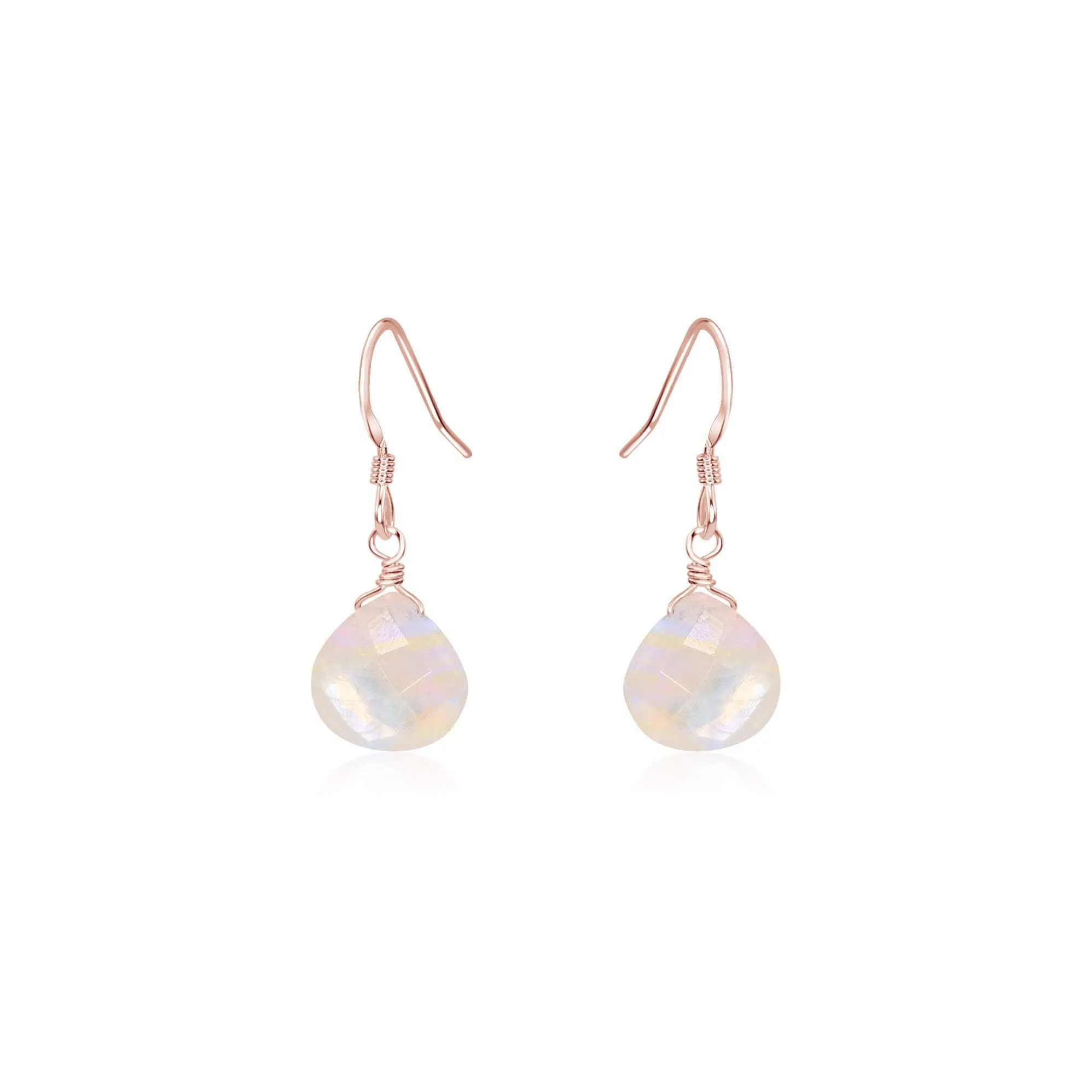 Rainbow Moonstone Gemstone Teardrop Dangle Earrings