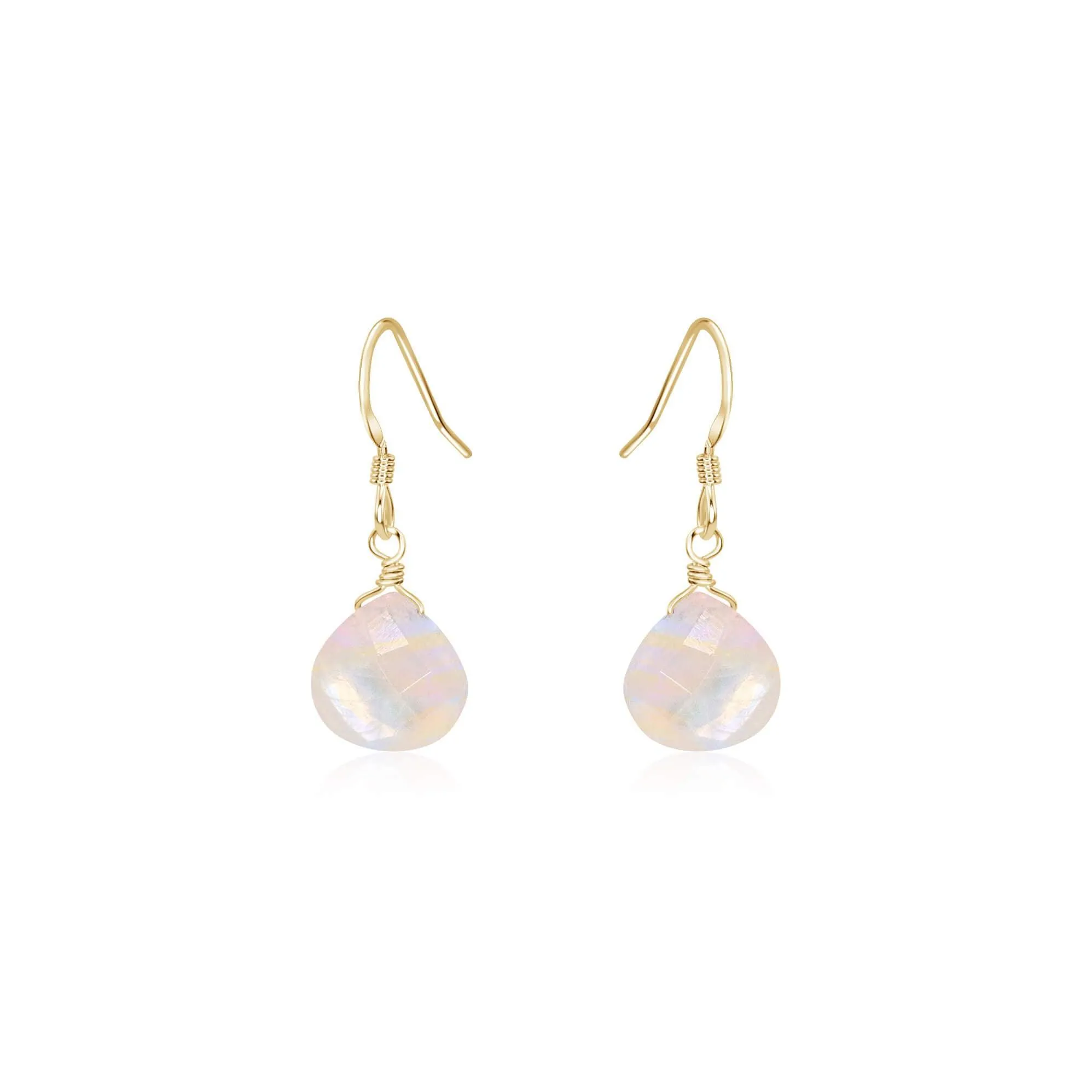 Rainbow Moonstone Gemstone Teardrop Dangle Earrings