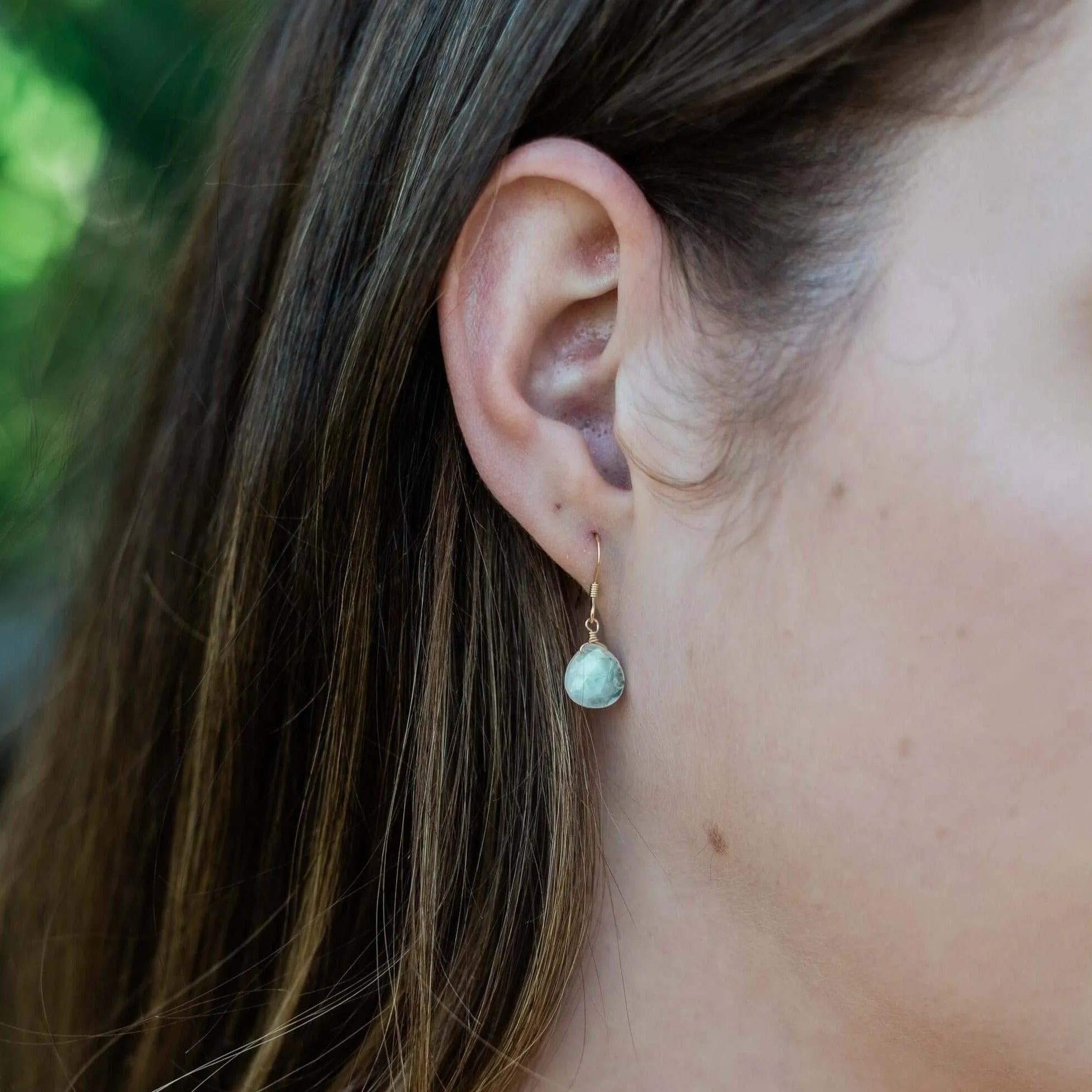 Rainbow Moonstone Gemstone Teardrop Dangle Earrings