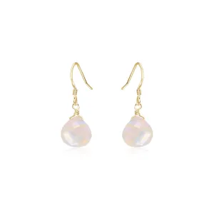 Rainbow Moonstone Gemstone Teardrop Dangle Earrings