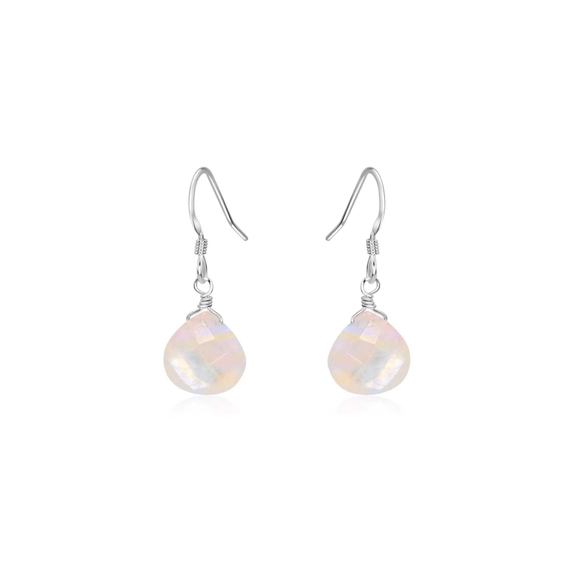 Rainbow Moonstone Gemstone Teardrop Dangle Earrings
