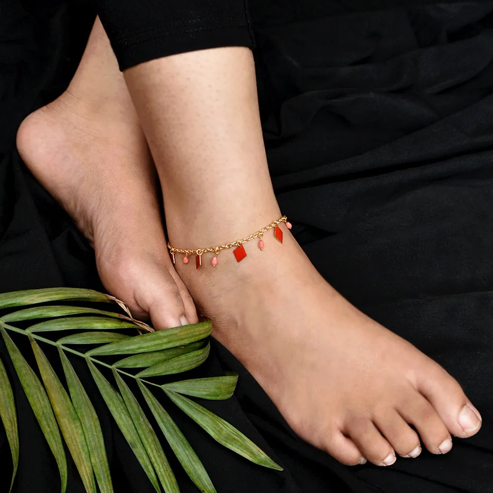 Red Enamel Chain Anklet