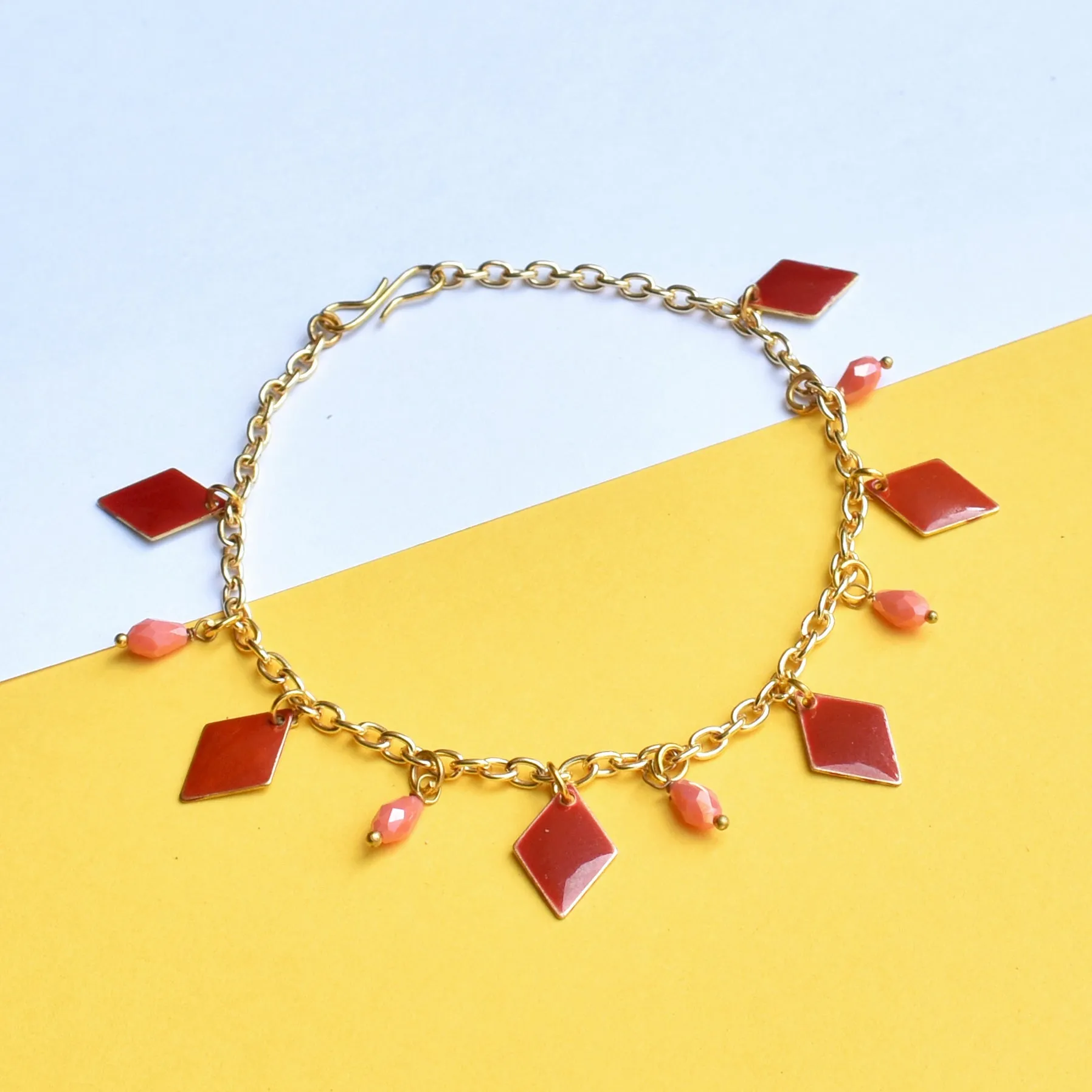 Red Enamel Chain Anklet