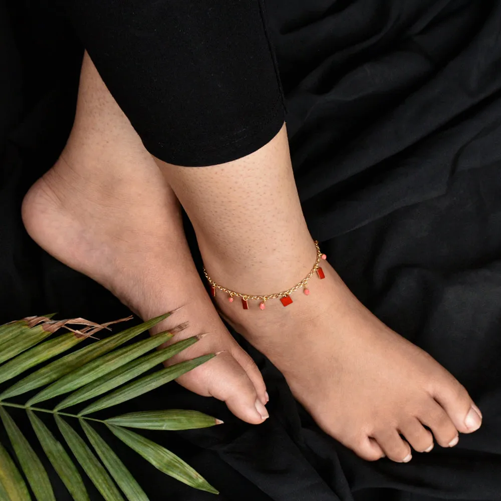 Red Enamel Chain Anklet