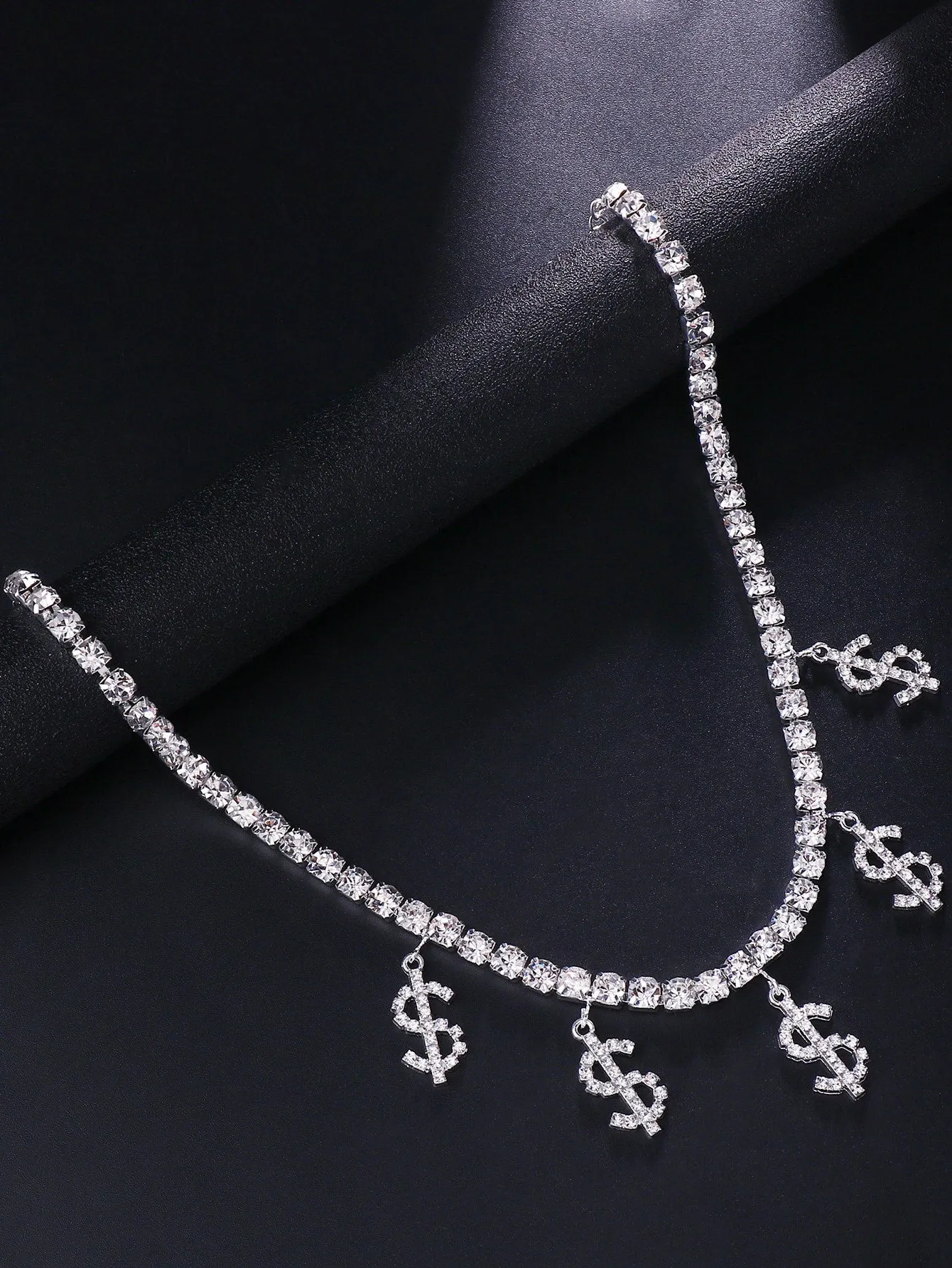 Rhinestone Decor Dollar Sign Charm Choker for Women Jewelry for Women Necklace