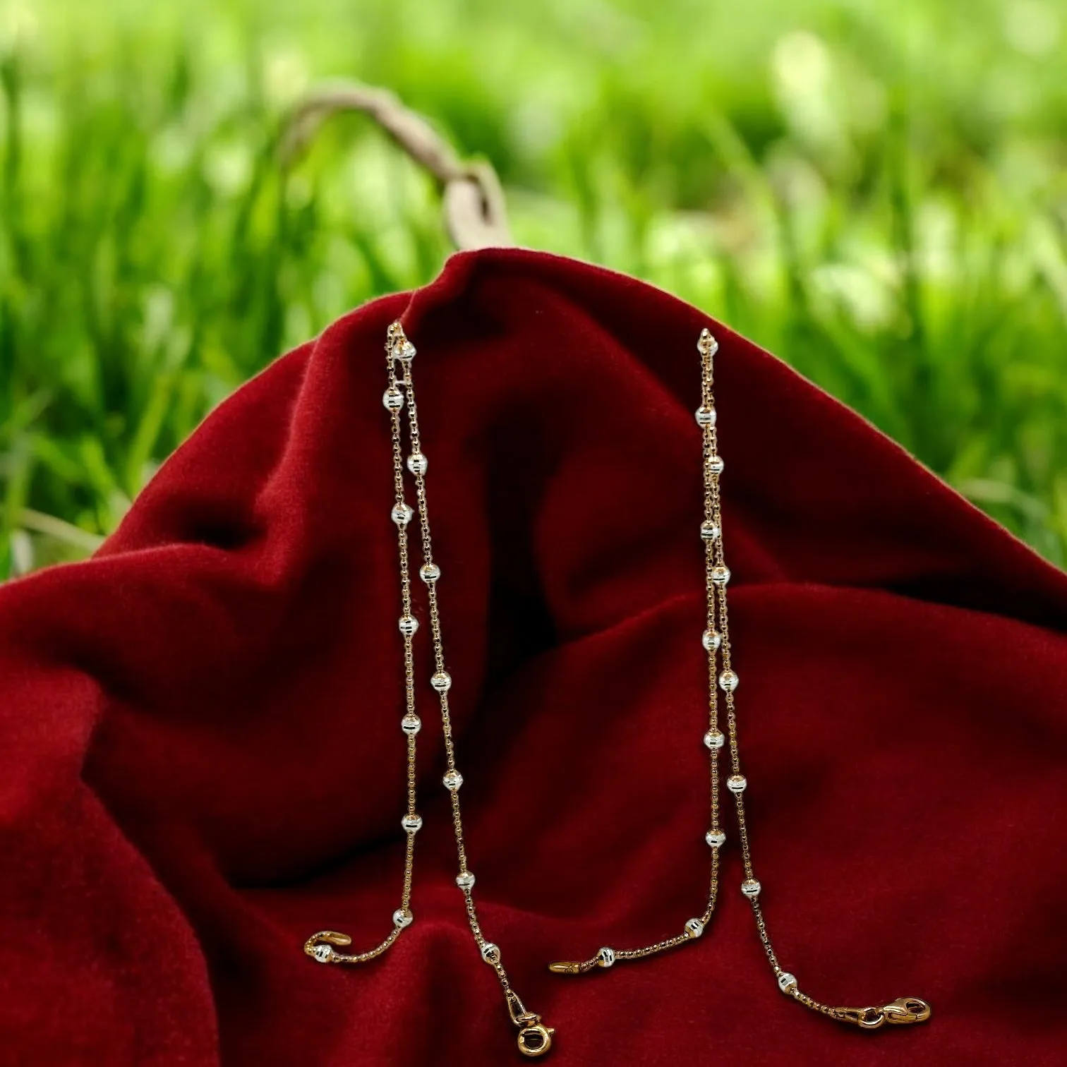 Rose Gold Beaded Sterling Silver Anklets