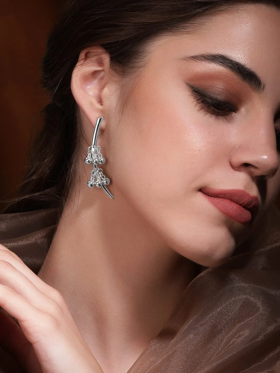 Rubans Ethereal Cascades Silver Tone Drop Earrings