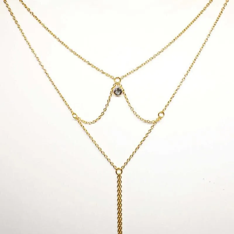 Sex Gold Silver Color Back Necklaces for Women Summer Dress Clothes Body Back Accessories Statement Necklace Chain Jewelry