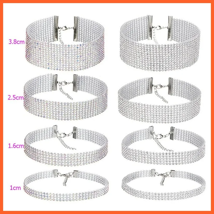 Silver Color New Crystal Rhinestone Choker Necklace