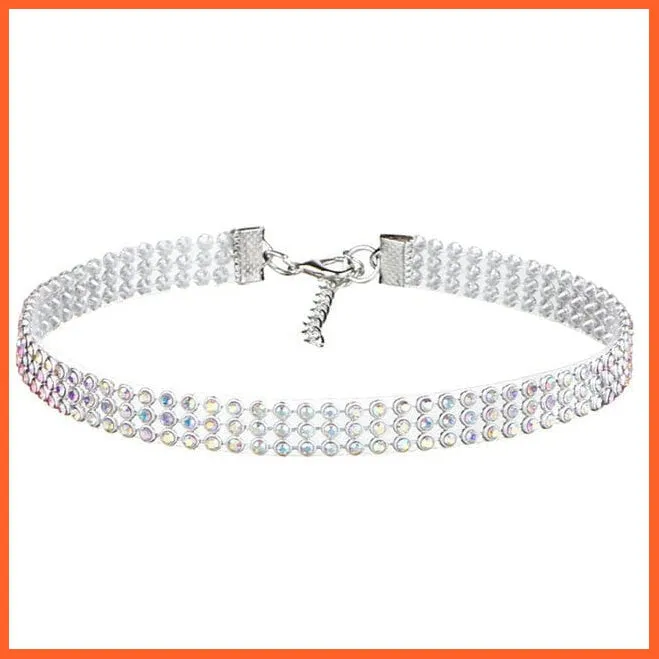 Silver Color New Crystal Rhinestone Choker Necklace