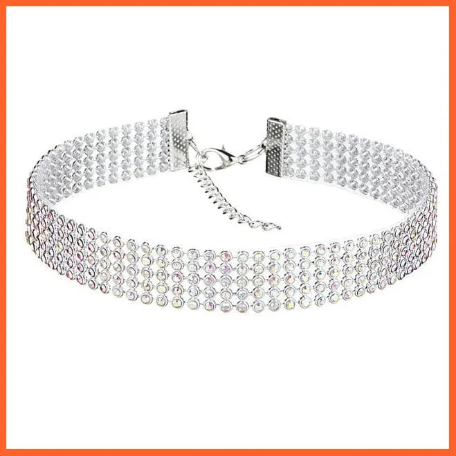 Silver Color New Crystal Rhinestone Choker Necklace