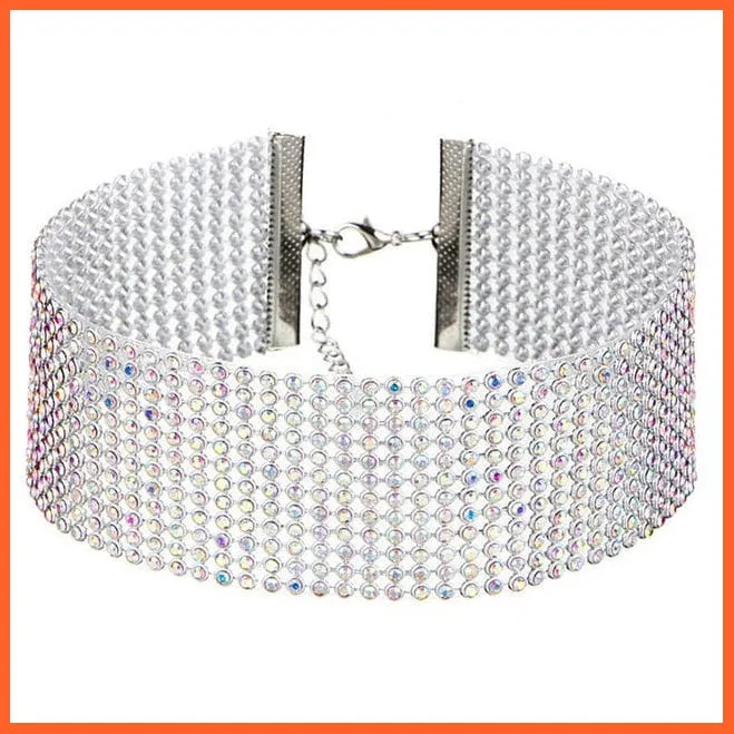 Silver Color New Crystal Rhinestone Choker Necklace