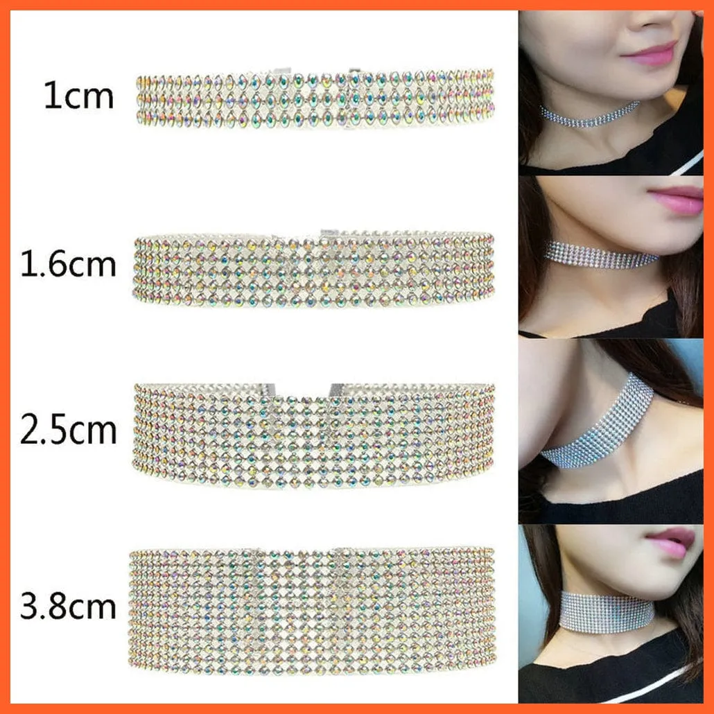 Silver Color New Crystal Rhinestone Choker Necklace