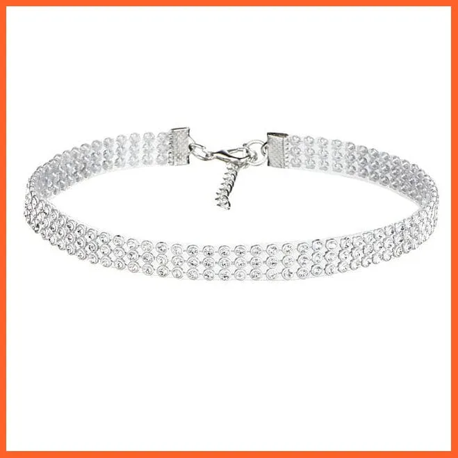 Silver Color New Crystal Rhinestone Choker Necklace
