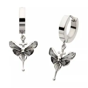 Skull Moth Huggie Drop Earrings