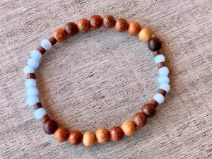 🔴SOLD🔴Sloan Handmade (Pale Blue) Cats Eye and Wood Expandable Bracelet