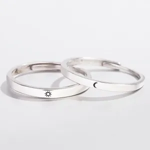 Sole Memory Sweet Romantic Valentine's Day Gift Sun Moon Love Vow 925 Sterling Silver Female Resizable Opening Rings SRI377