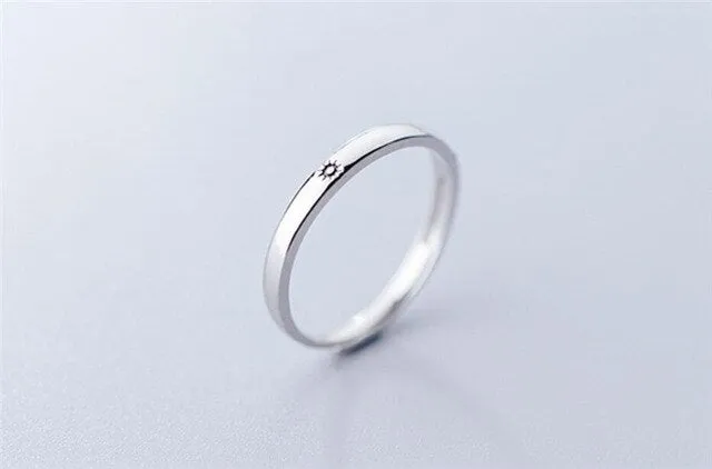 Sole Memory Sweet Romantic Valentine's Day Gift Sun Moon Love Vow 925 Sterling Silver Female Resizable Opening Rings SRI377