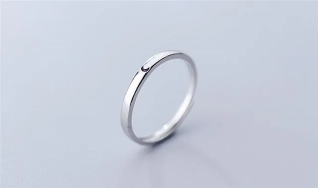 Sole Memory Sweet Romantic Valentine's Day Gift Sun Moon Love Vow 925 Sterling Silver Female Resizable Opening Rings SRI377