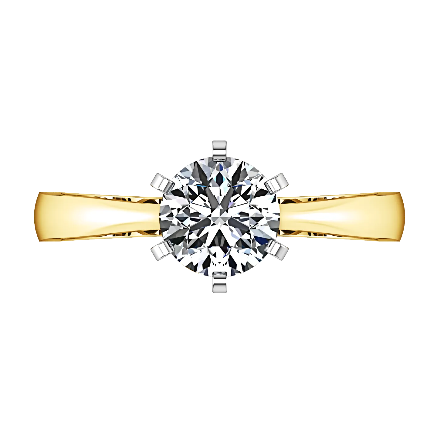 Solitaire Engagement Ring Tapered And Arched 14K Yellow Gold