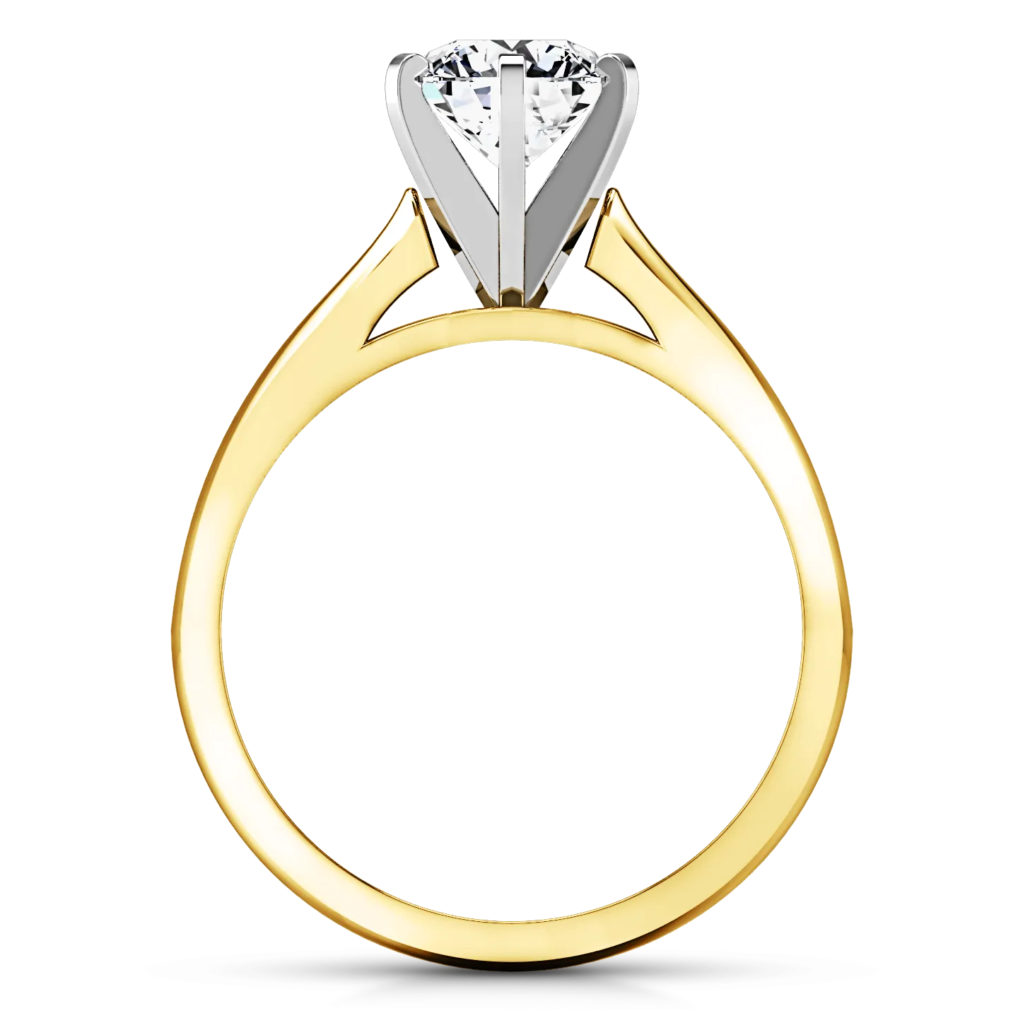 Solitaire Engagement Ring Tapered And Arched 14K Yellow Gold