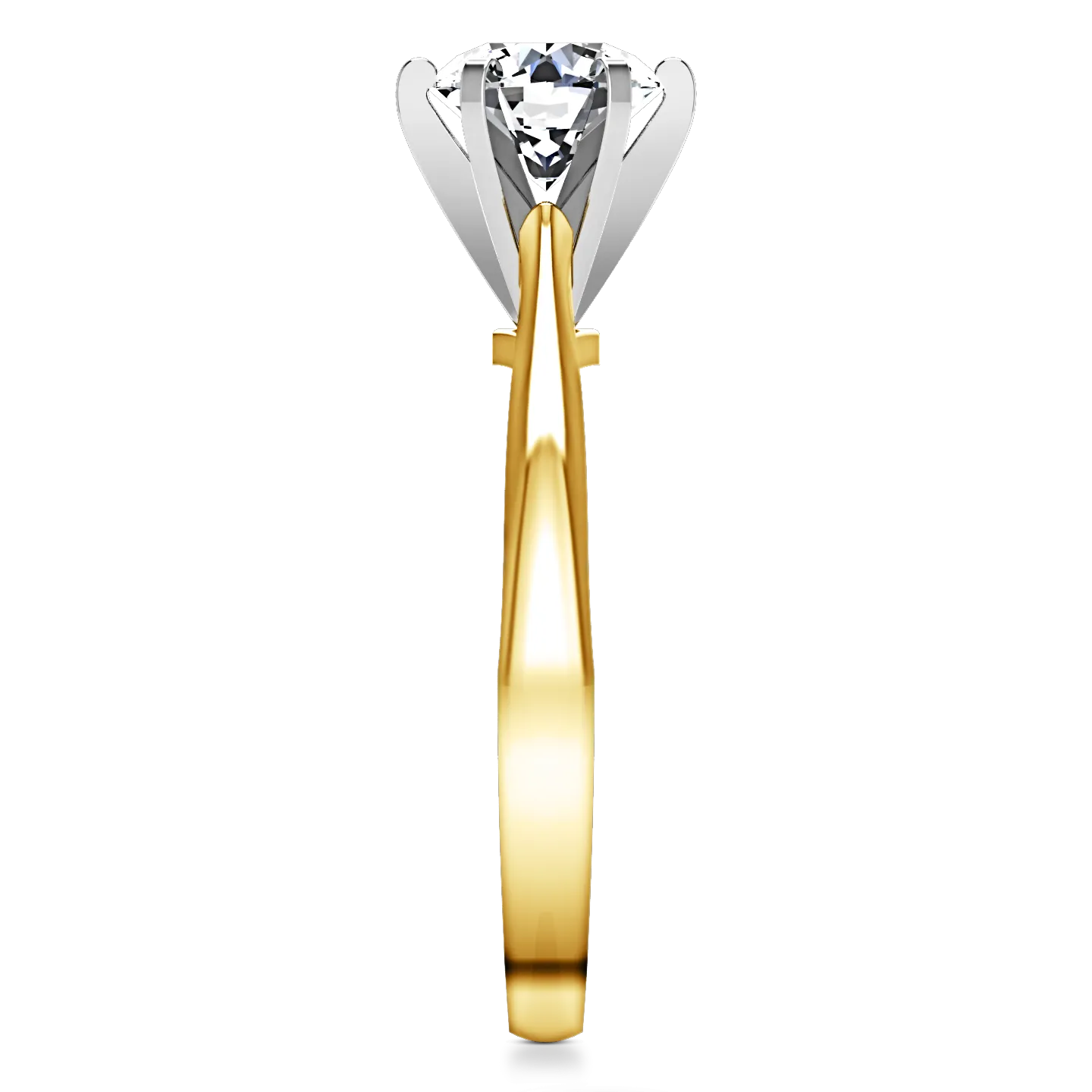 Solitaire Engagement Ring Tapered And Arched 14K Yellow Gold