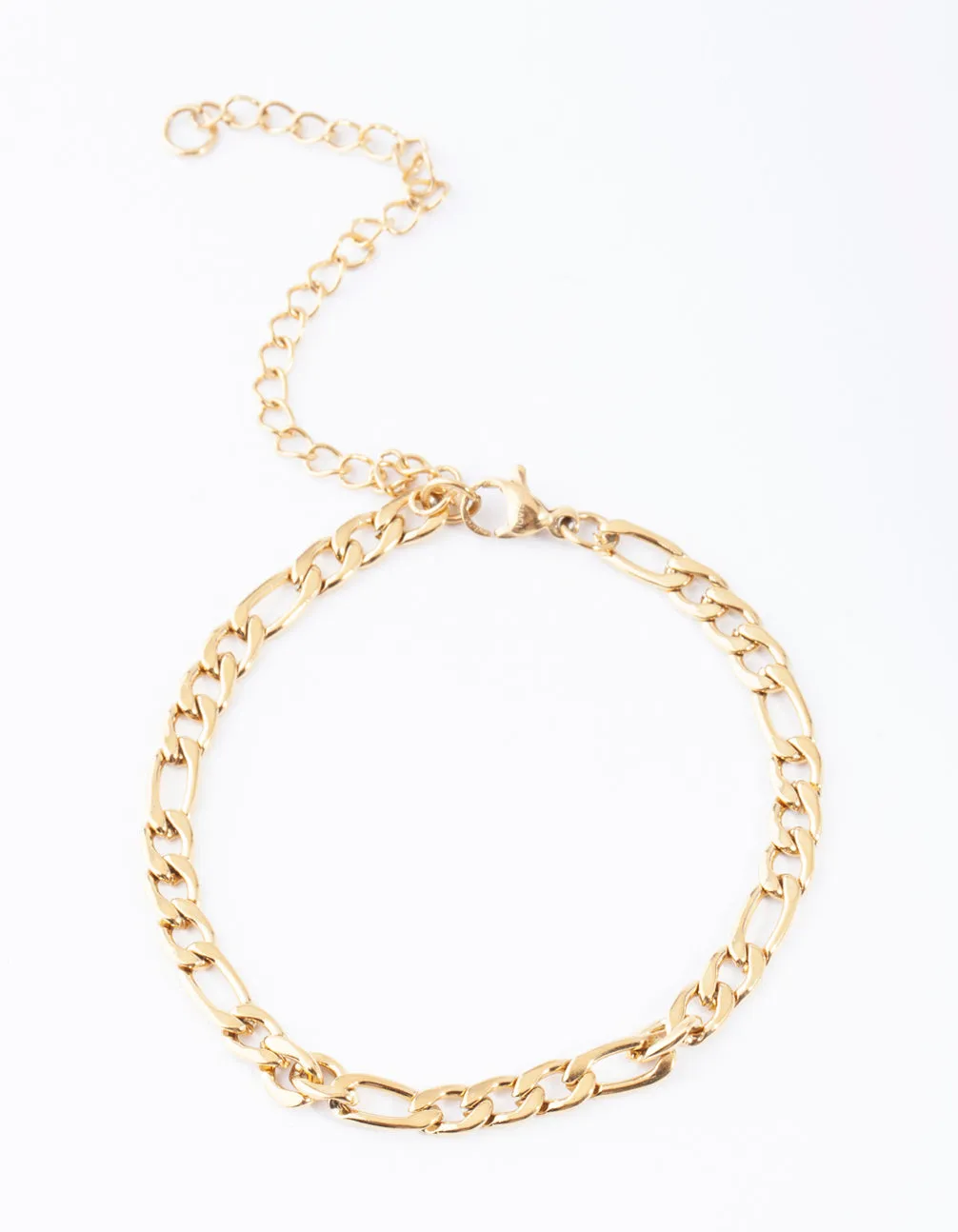 Stainless Steel Gold Plated Figaro Bracelet