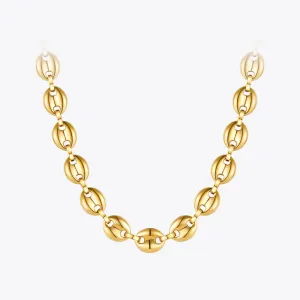 Stainless Steel Gold Plated Hip Hop Roll Necklace