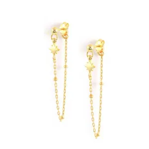 Star Chain Sterling Silver Earrings plated in 18K Gold