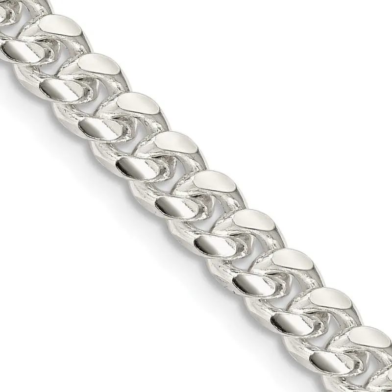 Sterling Silver 5mm Domed w/ Side D/C Curb Chain Necklace