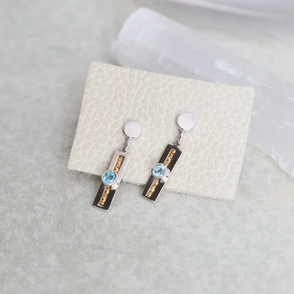 Sterling Silver & Gold Plated Blue Topaz Soprano Earrings