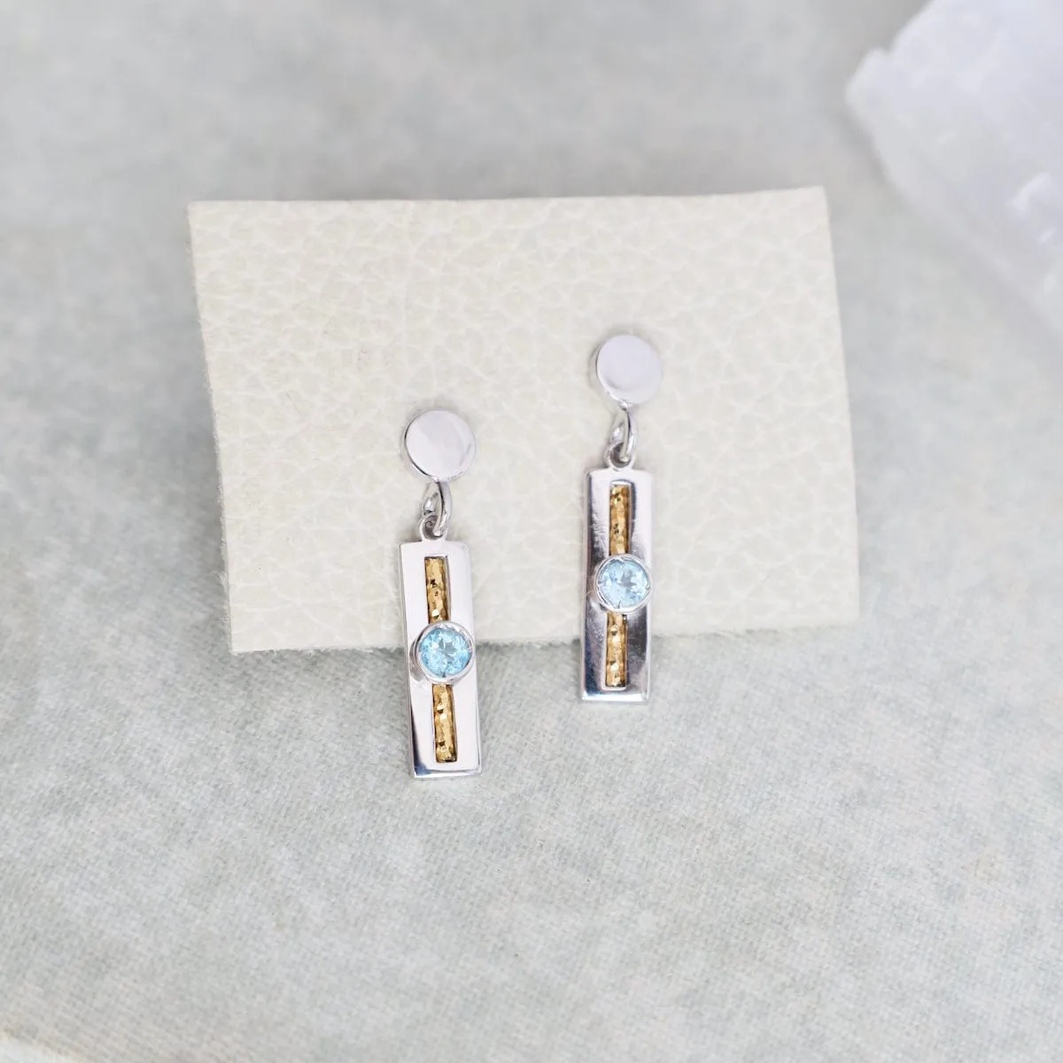 Sterling Silver & Gold Plated Blue Topaz Soprano Earrings