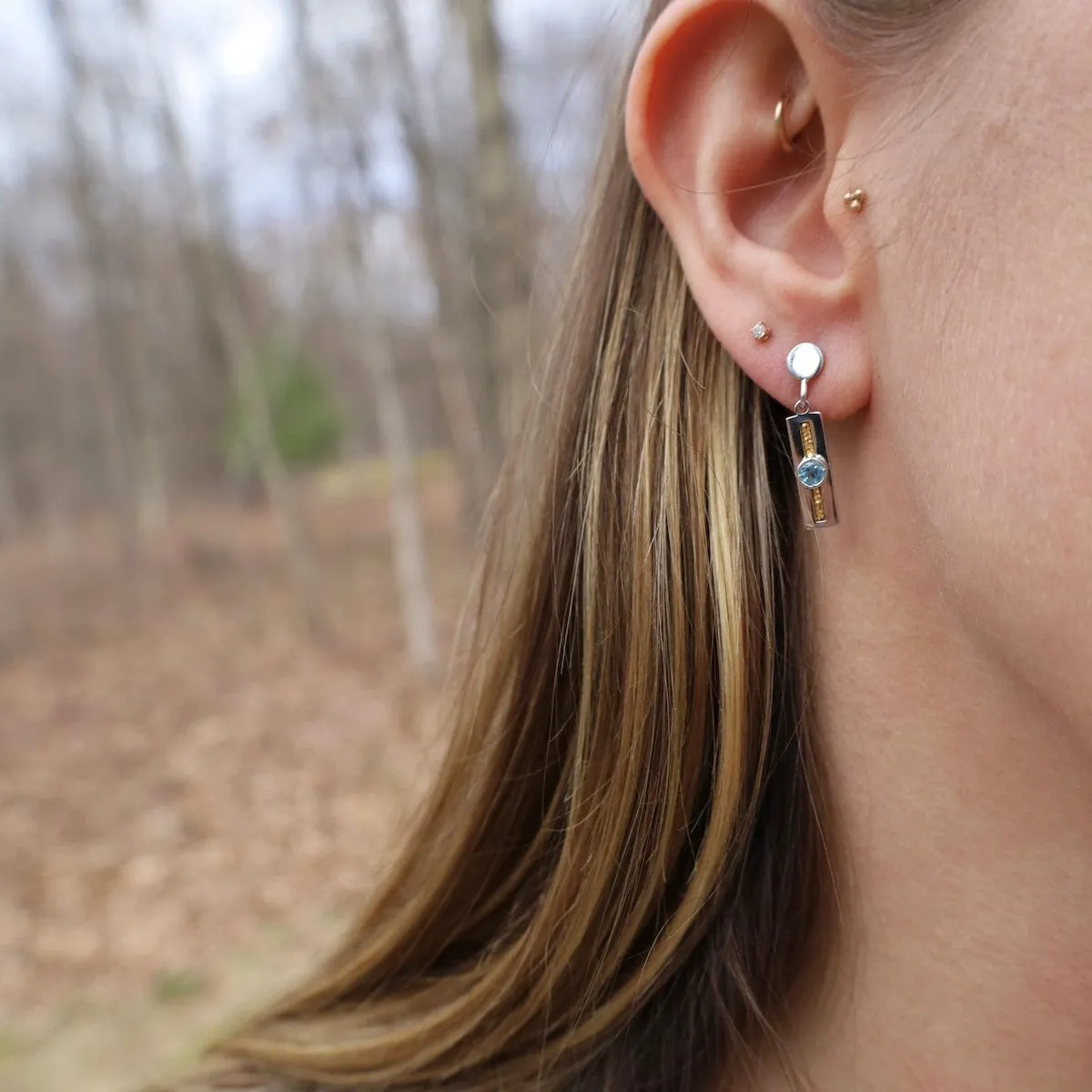 Sterling Silver & Gold Plated Blue Topaz Soprano Earrings
