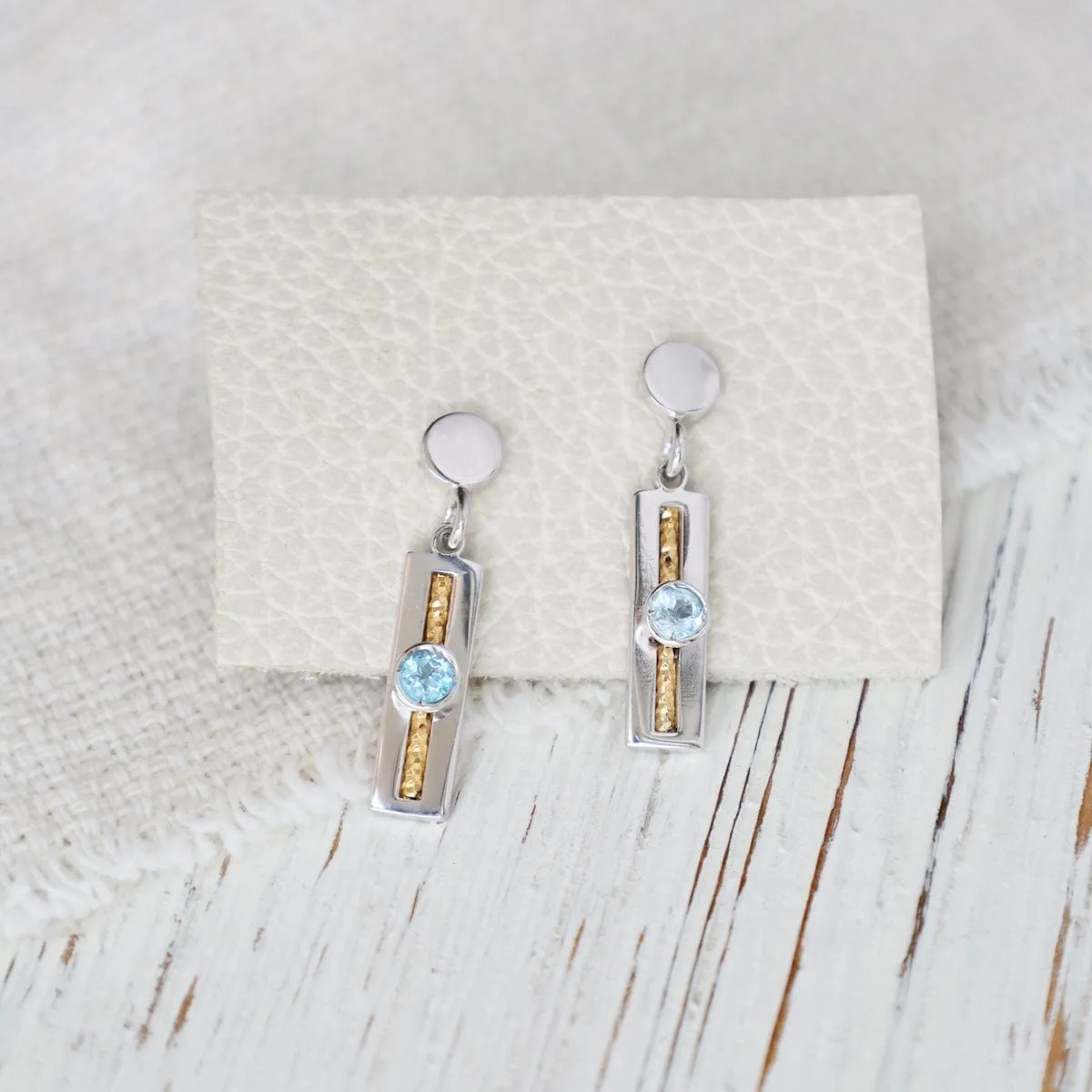 Sterling Silver & Gold Plated Blue Topaz Soprano Earrings