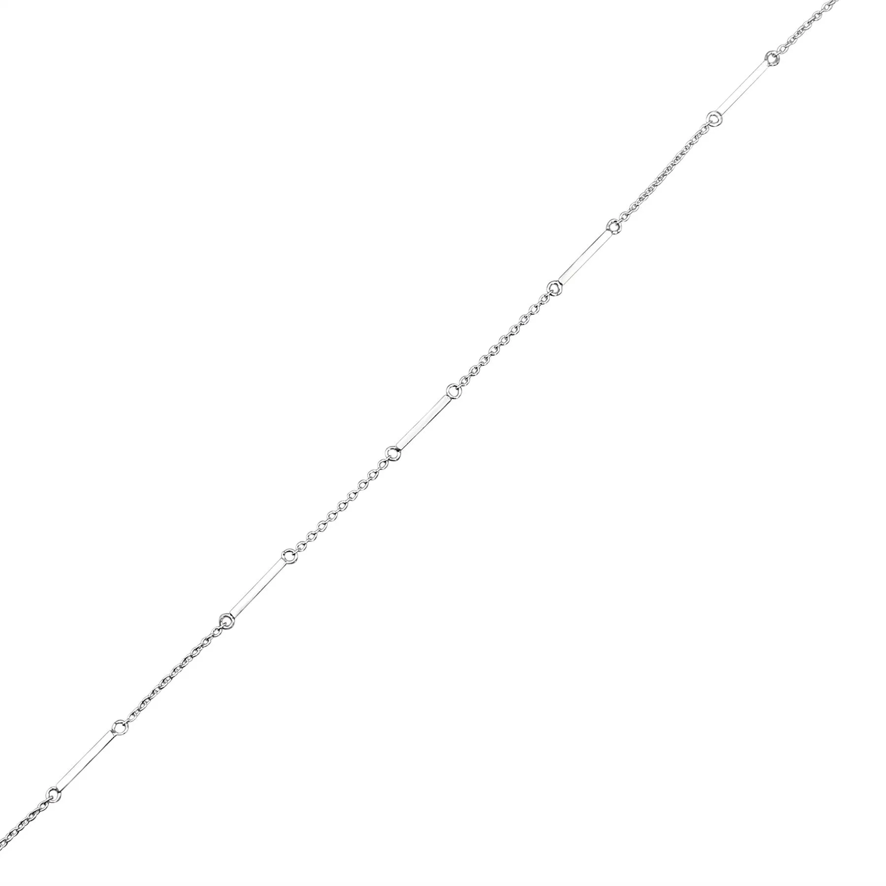 Sterling Silver Bar Bead Anklet - Elegant Cable Chain Ankle Bracelet