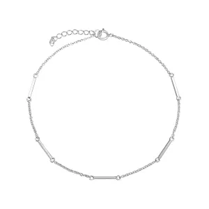 Sterling Silver Bar Bead Anklet - Elegant Cable Chain Ankle Bracelet