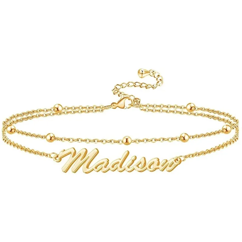 Sterling Silver Custom Name Multi-layered  Anklet