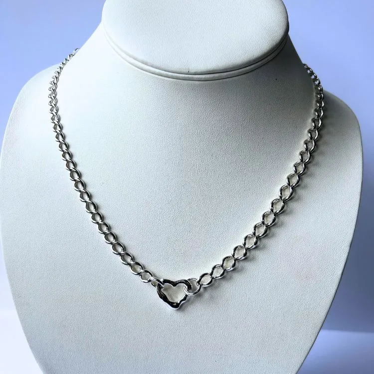 Sterling silver vintage chain with L&B molten heart