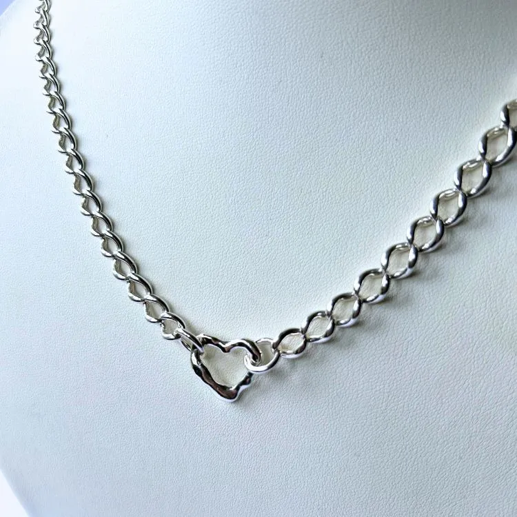 Sterling silver vintage chain with L&B molten heart