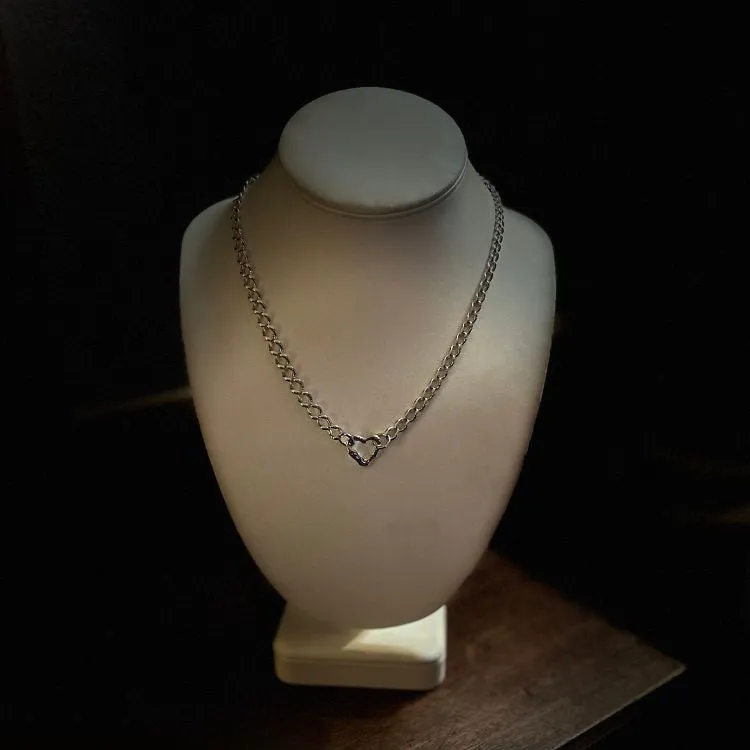 Sterling silver vintage chain with L&B molten heart