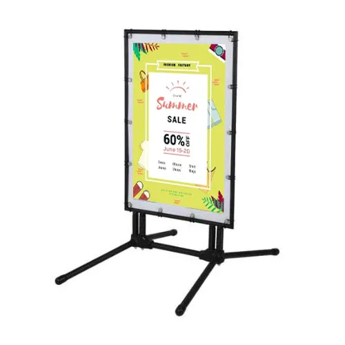 STREET-MASTER™ Pavement Sidewalk Sign with Flexible Spring Feet Holds 24 x 36 Vinyl Banner   Stands Up to 30mph Winds