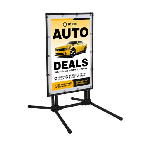 STREET-MASTER™ Pavement Sidewalk Sign with Flexible Spring Feet Holds 24 x 36 Vinyl Banner   Stands Up to 30mph Winds