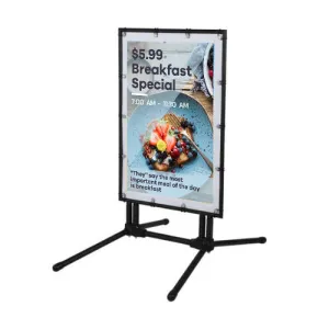 STREET-MASTER™ Pavement Sidewalk Sign with Flexible Spring Feet Holds 24 x 36 Vinyl Banner   Stands Up to 30mph Winds