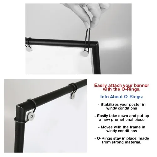 STREET-MASTER™ Pavement Sidewalk Sign with Flexible Spring Feet Holds 24 x 36 Vinyl Banner   Stands Up to 30mph Winds