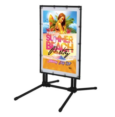 STREET-MASTER™ Pavement Sidewalk Sign with Flexible Spring Feet Holds 24 x 36 Vinyl Banner   Stands Up to 30mph Winds