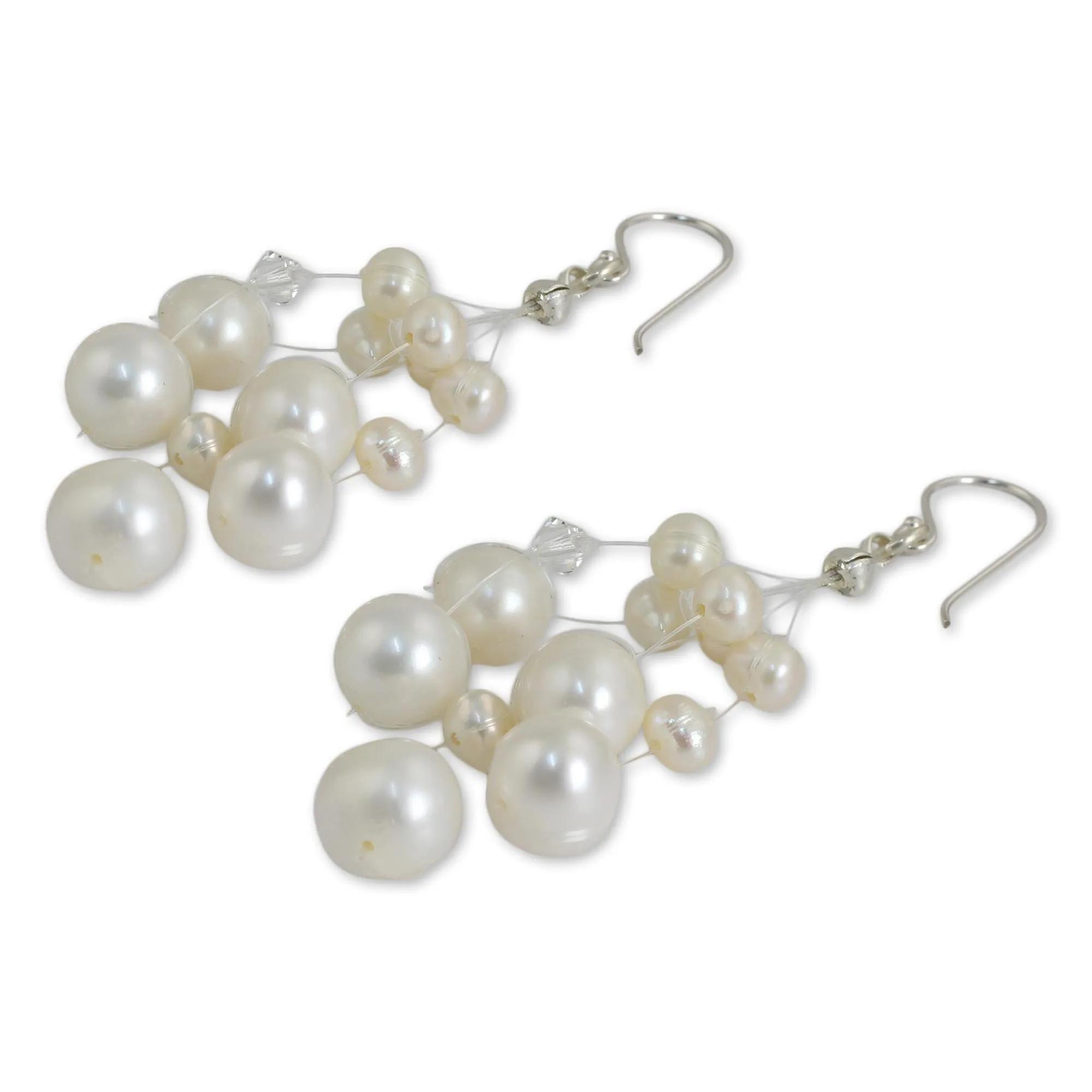 Sugar Candyfloss Thai Bridal Waterfall Pearl Earrings