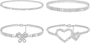 Suyi Ankle Bracelets for Women Rhinestone Stretch Anklets Crystal Elastic Foot Chain